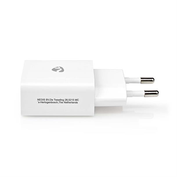 USB-oplader fra Nedis på 12 W med 1 udgang på 2,4 A udgang via USB-A WCHAU242AWT